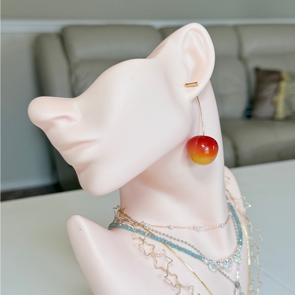 Anthropologie Jewelry - Red-Orange Gradient Cherry Drop Earrings